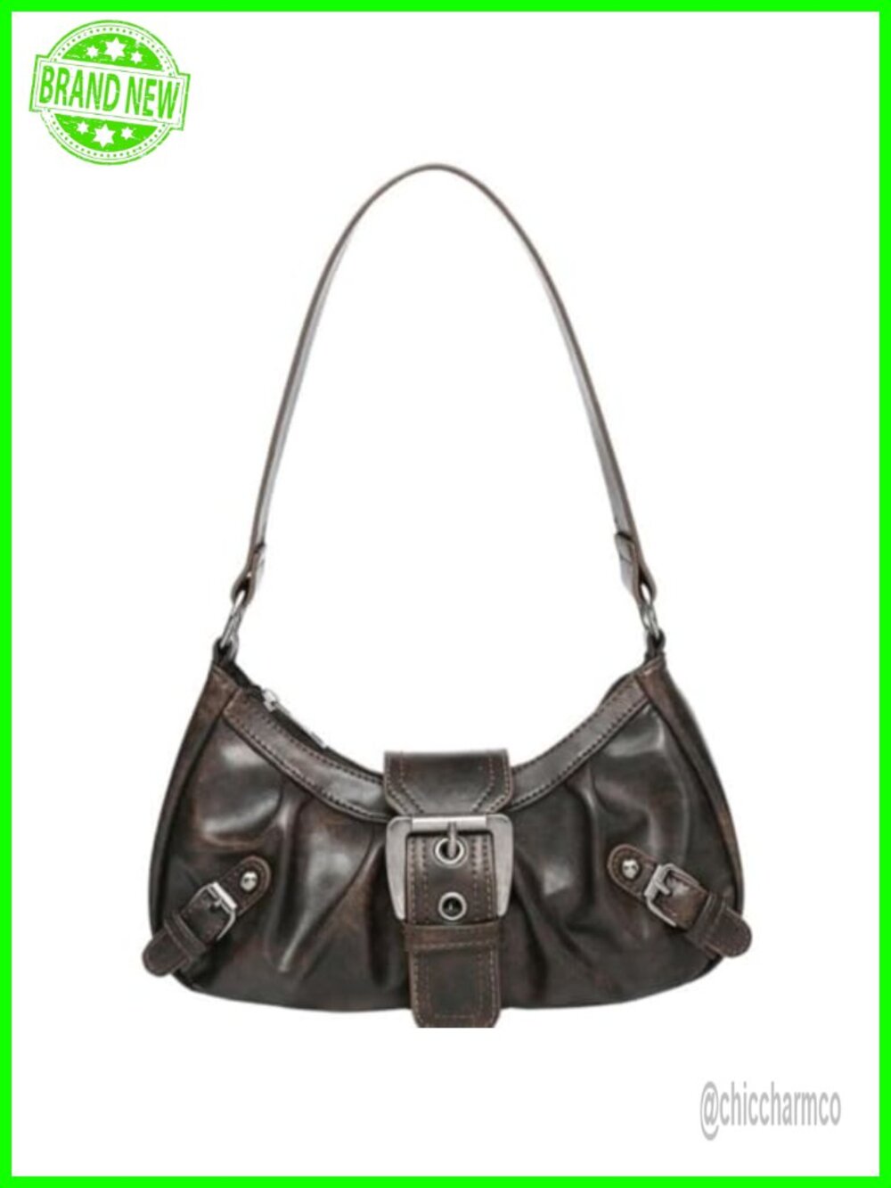 Small Y2K Hobo Shoulder Bag Faux Leather Punk Underarm Purse